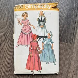 UNCUT Vintage 1970s Simplicity 9136 Sewing Pattern 18th 19th Womens Costume Sz S